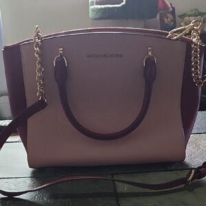 Michael Kors Two-Tone Pink and Burgundy Satchel